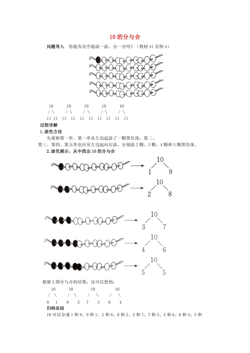 一年级数学上册 第7单元《分与合》《10的分与合》知识讲解素材 苏教版.doc_第1页