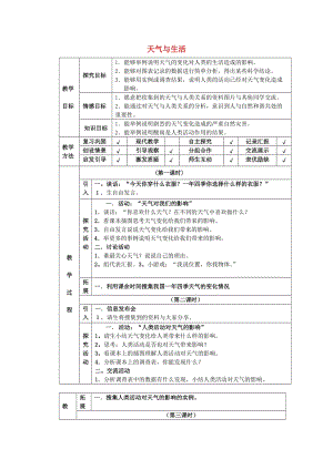 四年級(jí)科學(xué)下冊(cè) 第2單元 5《天氣與生活》教案 翼教版.doc