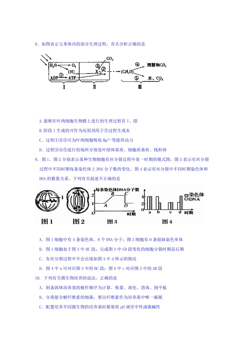 2019-2020年高三上学期第一次统一考试生物试题 含答案.doc_第3页