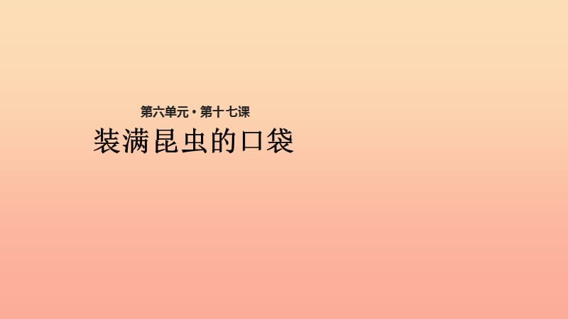 2019学年二年级语文下册 课文4 17 装昆虫的口袋课件 西师大版.ppt_第1页