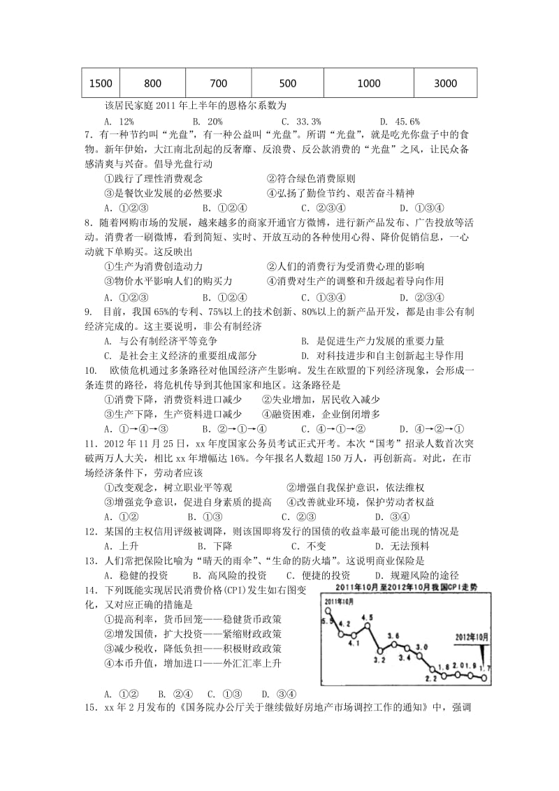 2019-2020年高二下学期期末统测政治试题 Word版含答案.doc_第2页