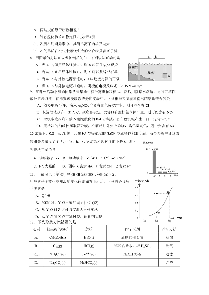 2019-2020年高三下学期期中练习化学试题 含答案.doc_第2页