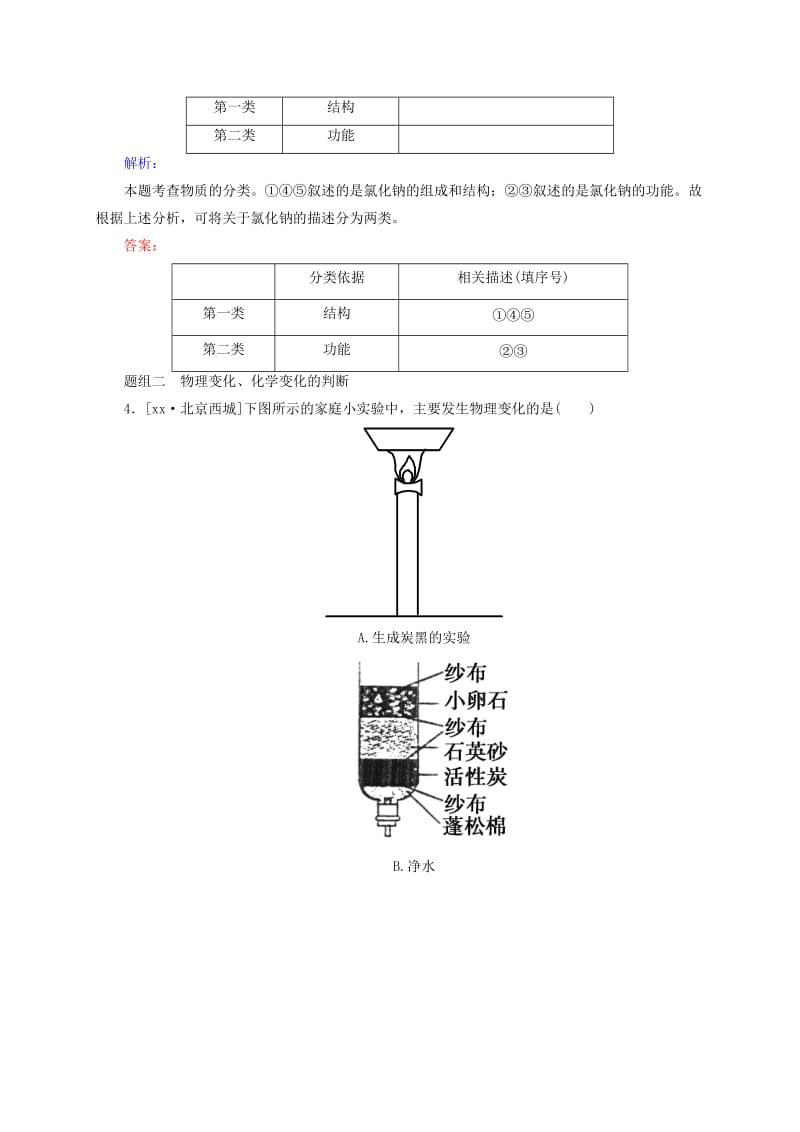 2019年高考化学大一轮复习 2.3 物质的分类和性质题组训练.doc_第2页