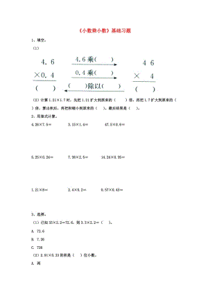 2019五年級數(shù)學(xué)上冊 第2單元《小數(shù)乘法》（小數(shù)乘小數(shù)）基礎(chǔ)習(xí)題（新版）冀教版.doc