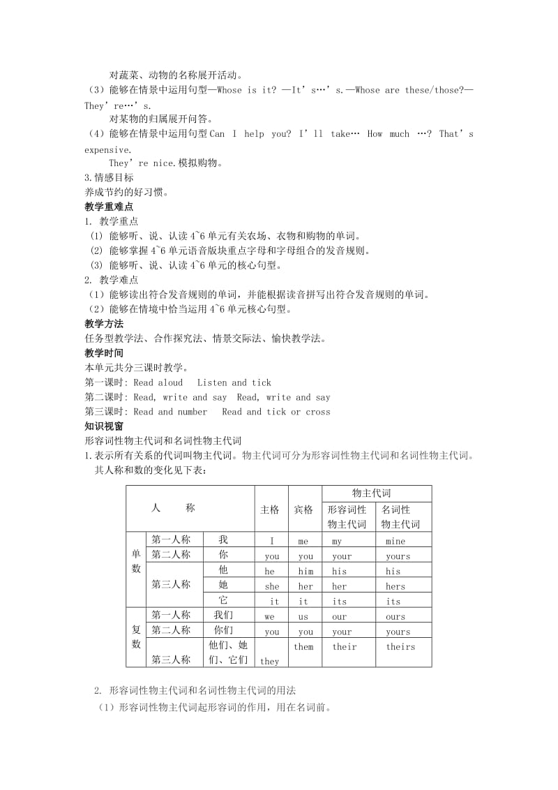 四年级英语下册Recycle2教案人教PEP版.doc_第2页