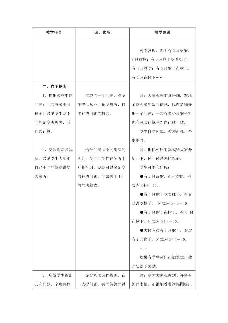 2019一年级数学上册 第5单元《10以内的加法和减法》（10的加减法）教案 （新版）冀教版.doc_第2页