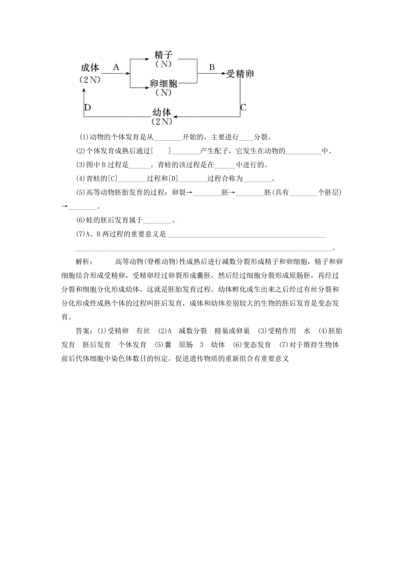 2019-2020年高中生物 第二章 第二节 有性生殖随堂演练1 苏教版必修2.doc_第2页