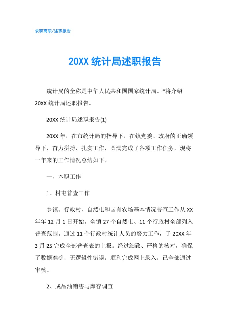 20XX统计局述职报告.doc_第1页