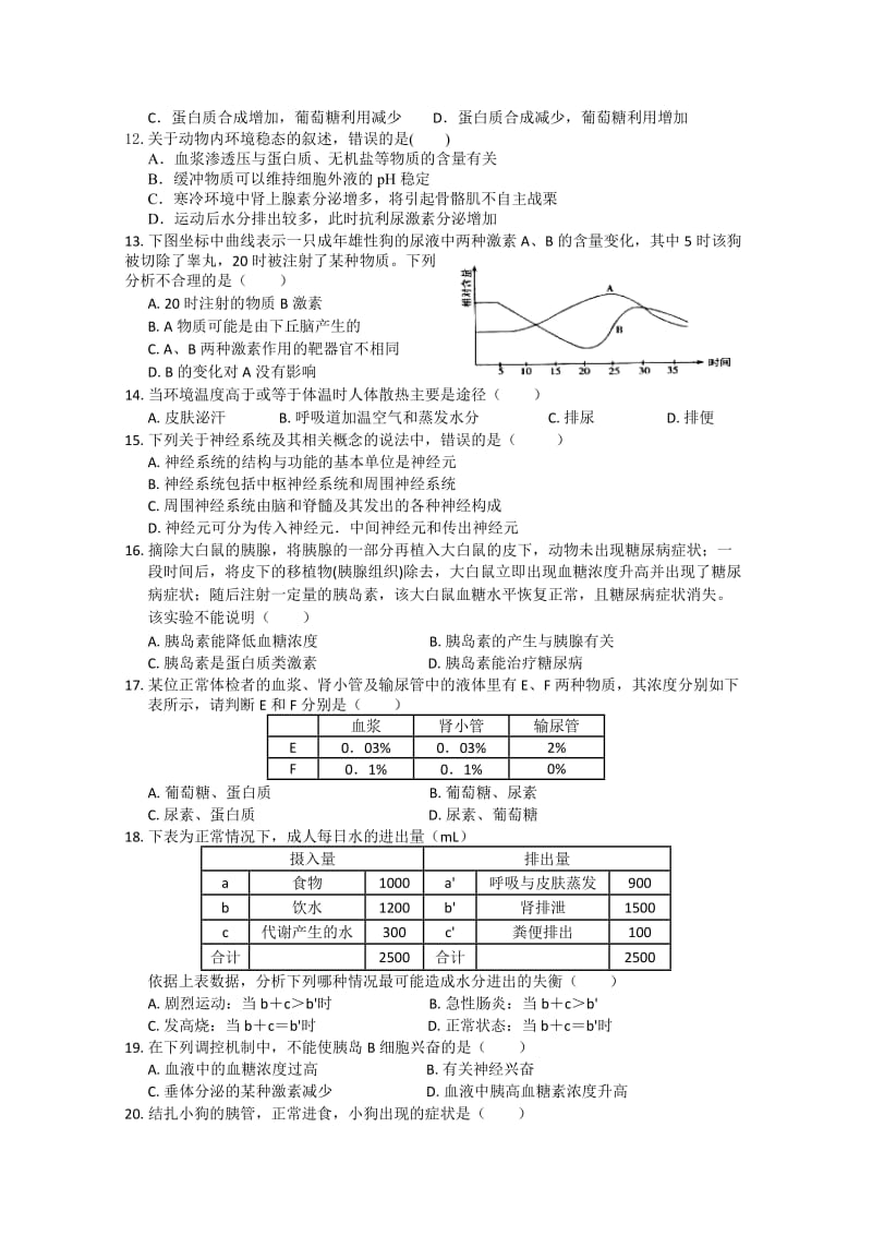 2019-2020年高一4月月考生物含答案.doc_第2页