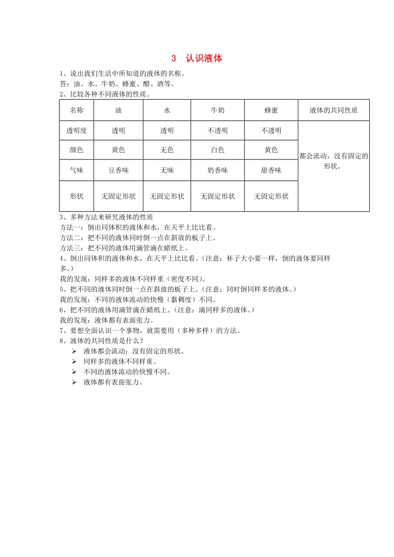 三年级科学下册 3《认识液体》课堂练习 苏教版.doc_第1页