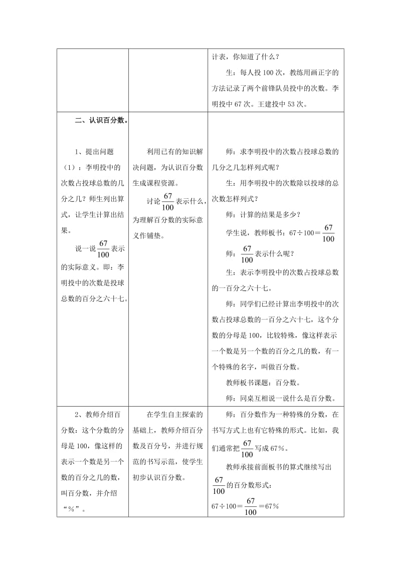 2019六年级数学上册 第3单元 百分数（百分数的意义和读写法）教案1 冀教版.doc_第2页