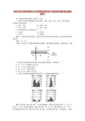 2019-2020年高中地理 2.2 氣壓帶和風帶 第2課時同步訓練 新人教版必修1.doc