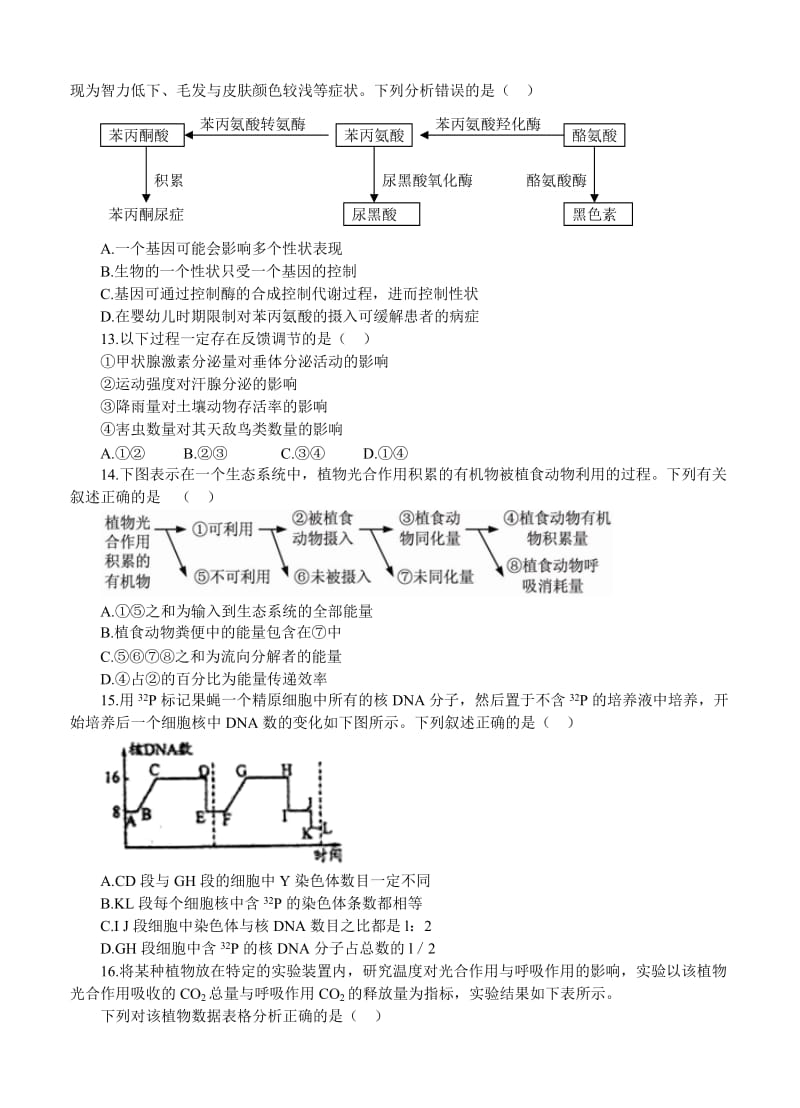 2019-2020年高三新课标生物寒假作业5.doc_第3页