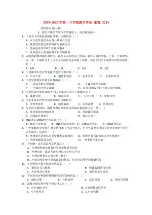 2019-2020年高一下學(xué)期期末考試 生物 文科.doc