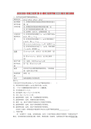 2019-2020年高二化學(xué) 第05課時 化學(xué)平衡（二）練習(xí) 新人教版.doc