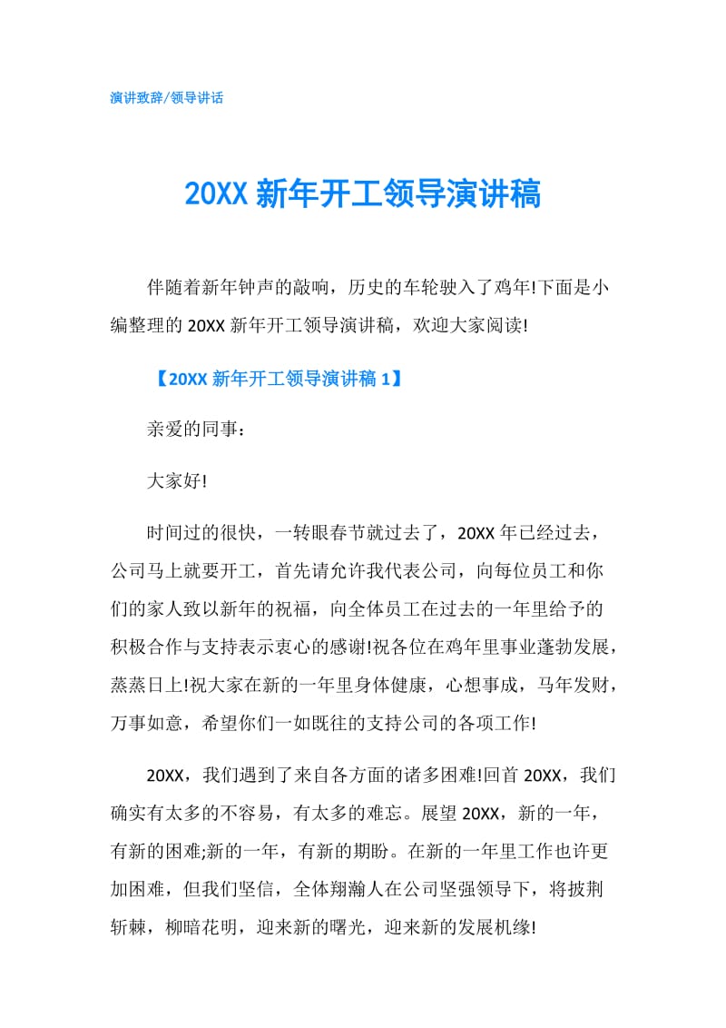 20XX新年开工领导演讲稿.doc_第1页