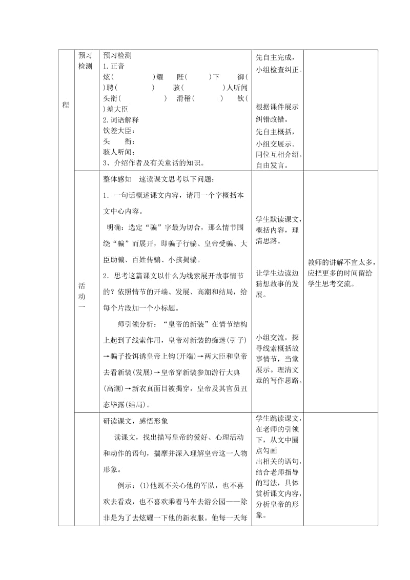 六年级语文上册 第五单元 第25课《皇帝的新装》教学设计 鲁教版五四制.doc_第2页