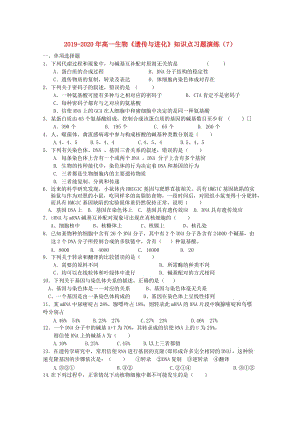 2019-2020年高一生物《遺傳與進(jìn)化》知識(shí)點(diǎn)習(xí)題演練（7）.doc