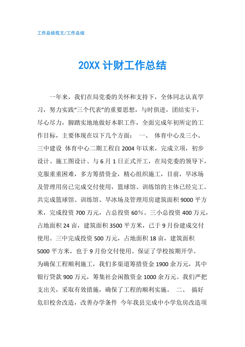 20XX计财工作总结.doc_第1页