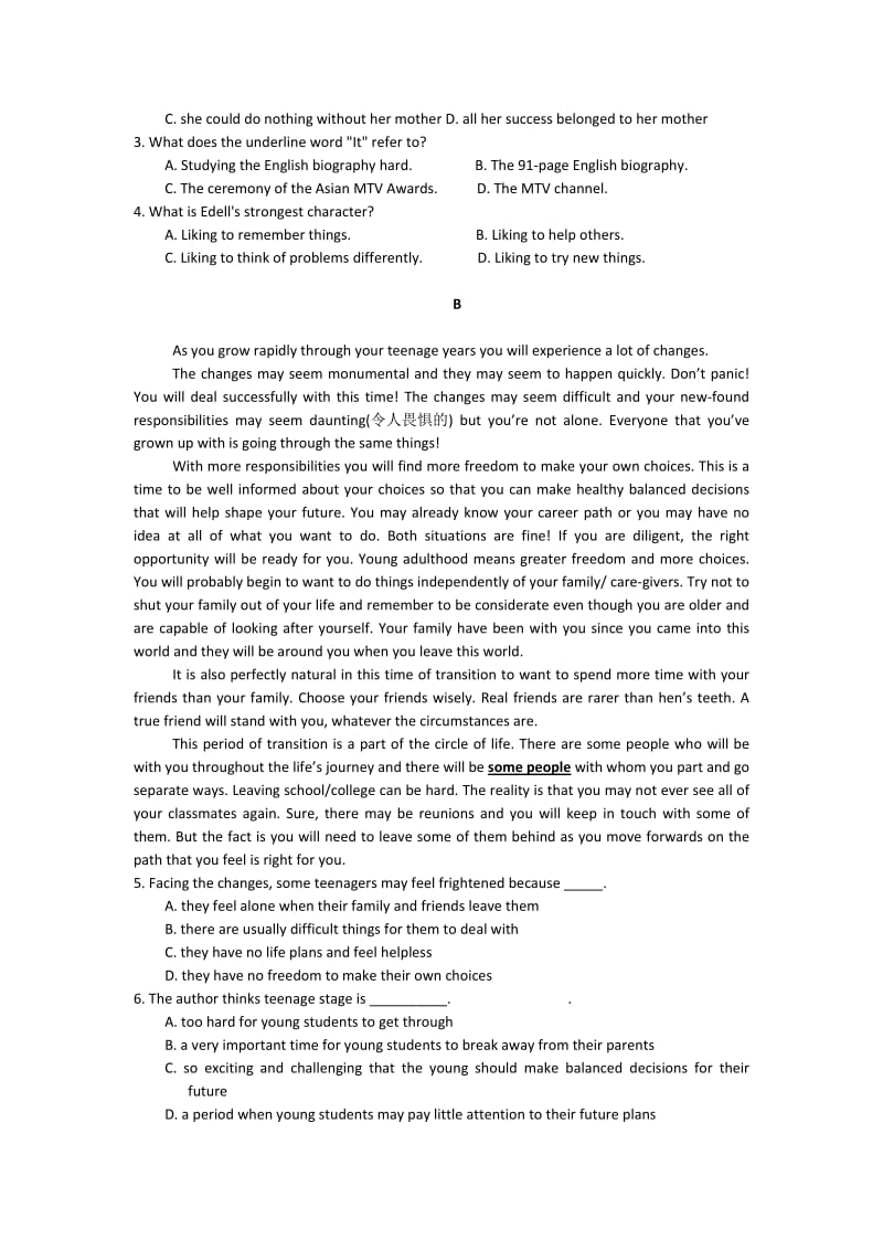 2019-2020年高三下学期第五次模拟考试英语试题含答案.doc_第2页