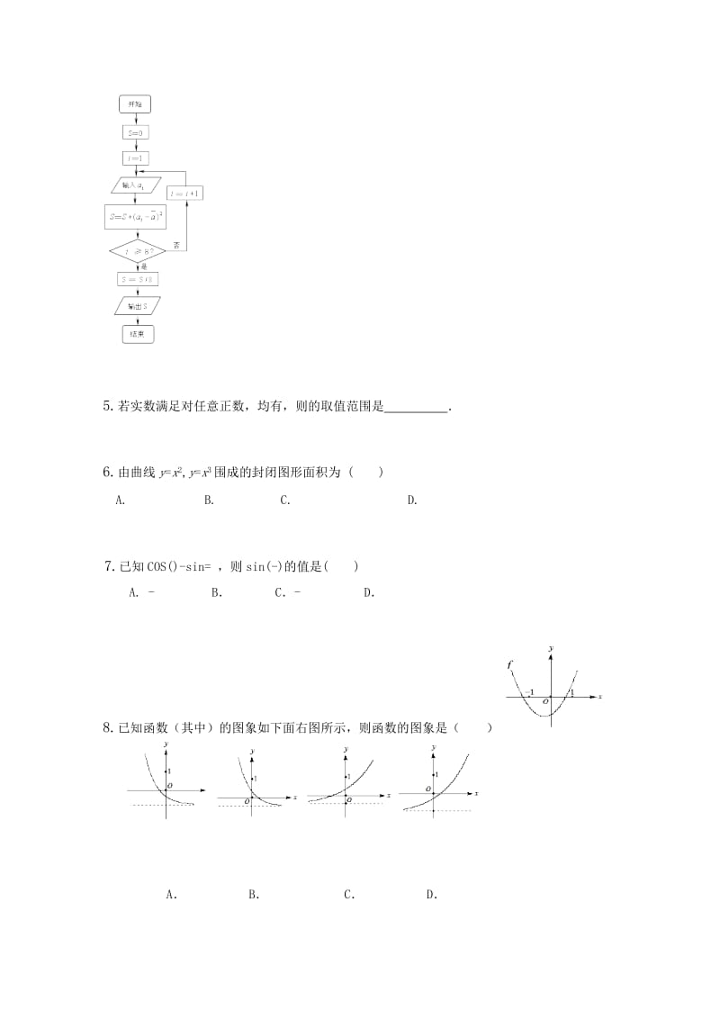 2019-2020年高三9月模拟调研（一）数学试题.doc_第2页