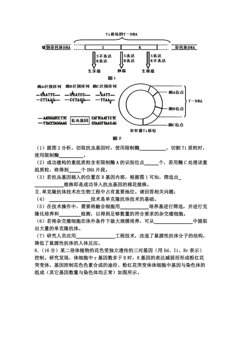 2019-2020年高三下学期第二次热身练生物试题 含答案.doc_第3页