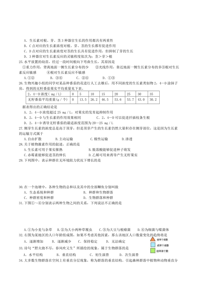 2019-2020年高二生物上学期中试题（必修）新人教版.doc_第3页