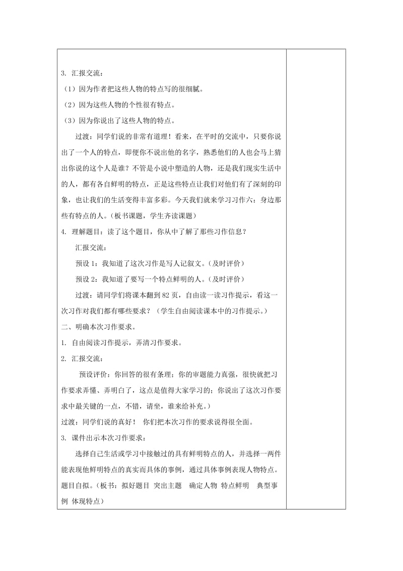 2019三年级语文下册第六单元习作身边那些有特点的人教案+反思新人教版.docx_第2页