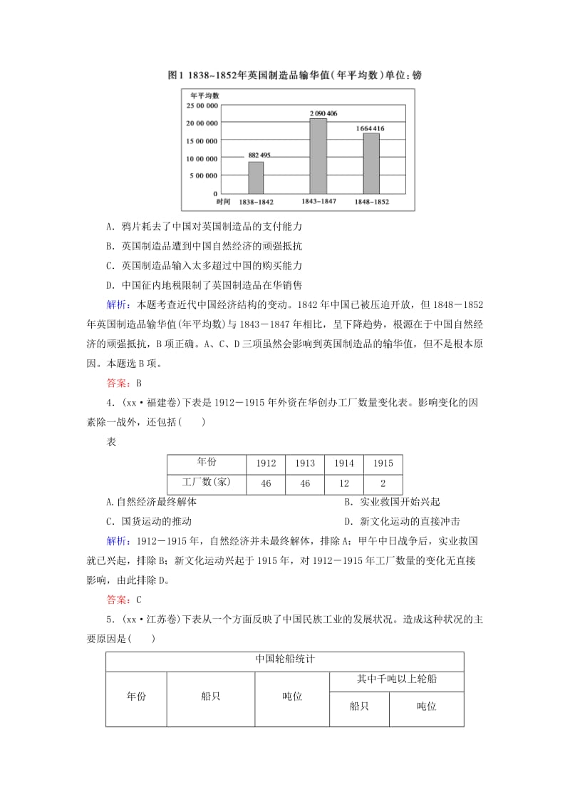 2019年高考历史大一轮总复习 第17讲 近代中国资本主义的曲折发展真题实战演练 人民版.doc_第2页