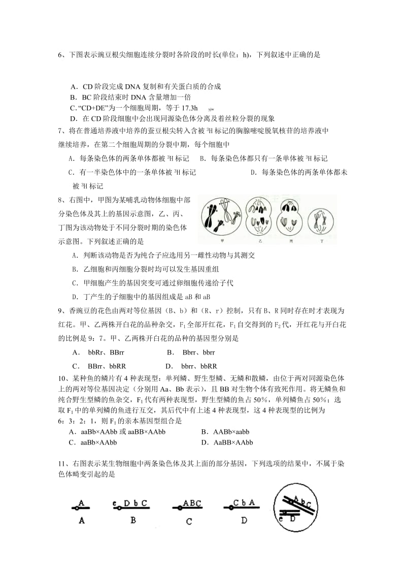 2019-2020年高三下学期开学质量检测（生物）.doc_第2页