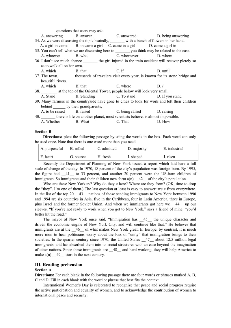 2019-2020年高三上学期期末考试 英语试卷.doc_第3页