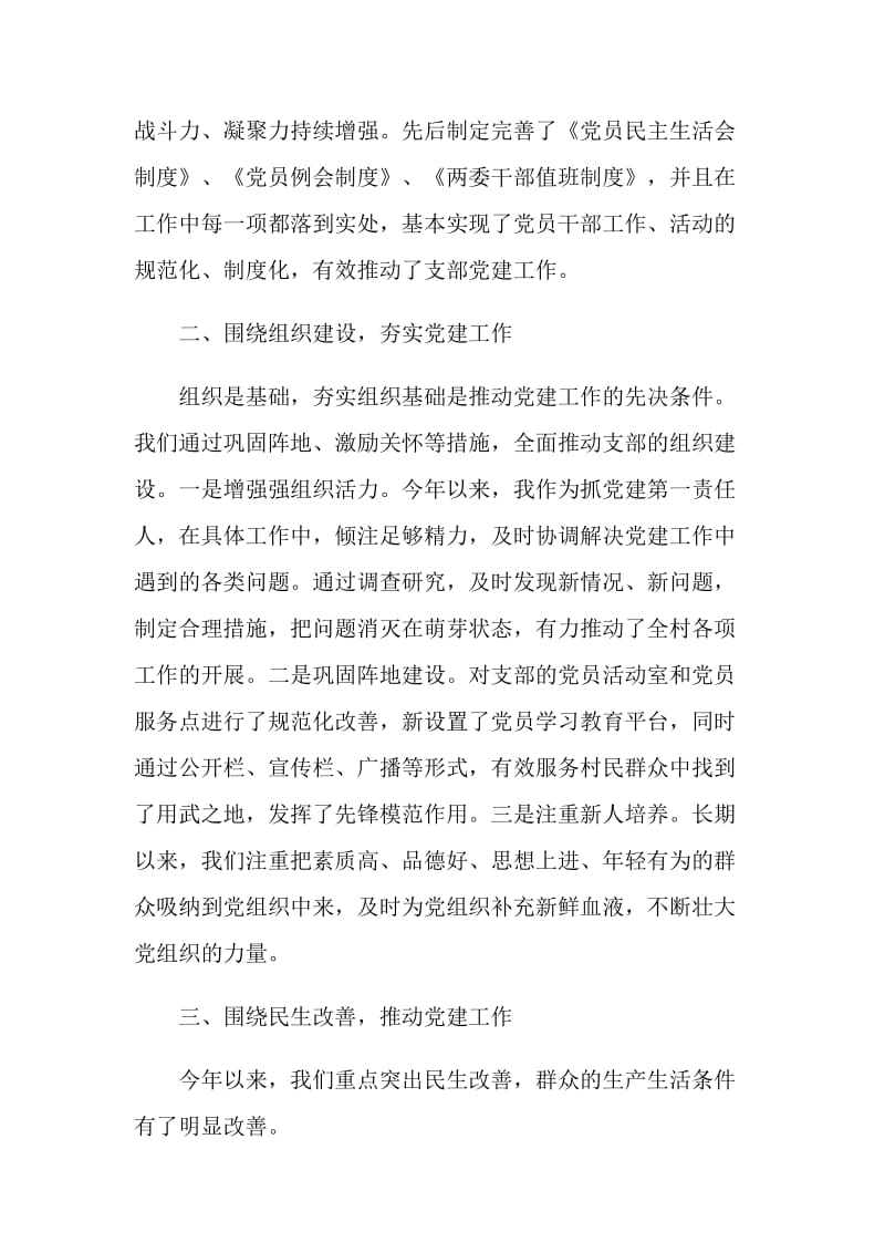 20XX村支部书记党建工作述职报告范例.doc_第2页