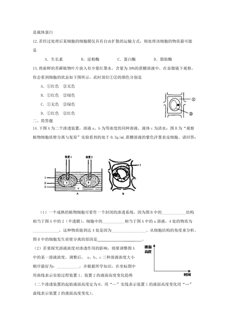 2019-2020年高中生物 4.3物质跨膜运输的方式课时训练9 新人教版必修1.doc_第3页