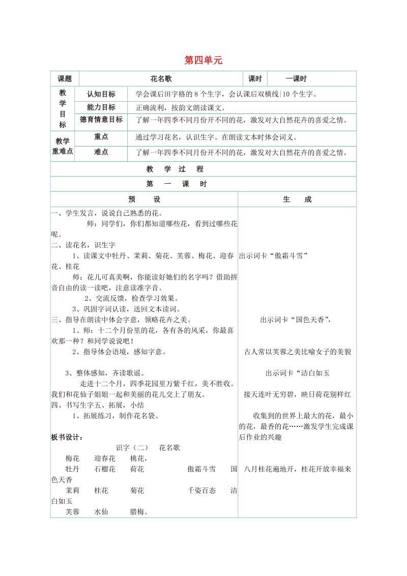 2019二年级语文上册 第四单元教案 （新版）鄂教版.doc_第1页