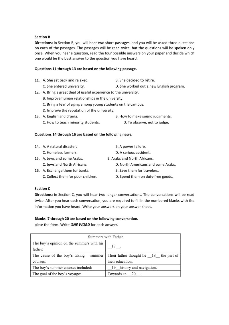 2019-2020年高三4月质量检测（二模）英语试题 含答案.doc_第2页