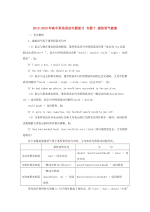 2019-2020年高中英語語法專題復(fù)習(xí) 專題十 虛擬語氣教案.doc