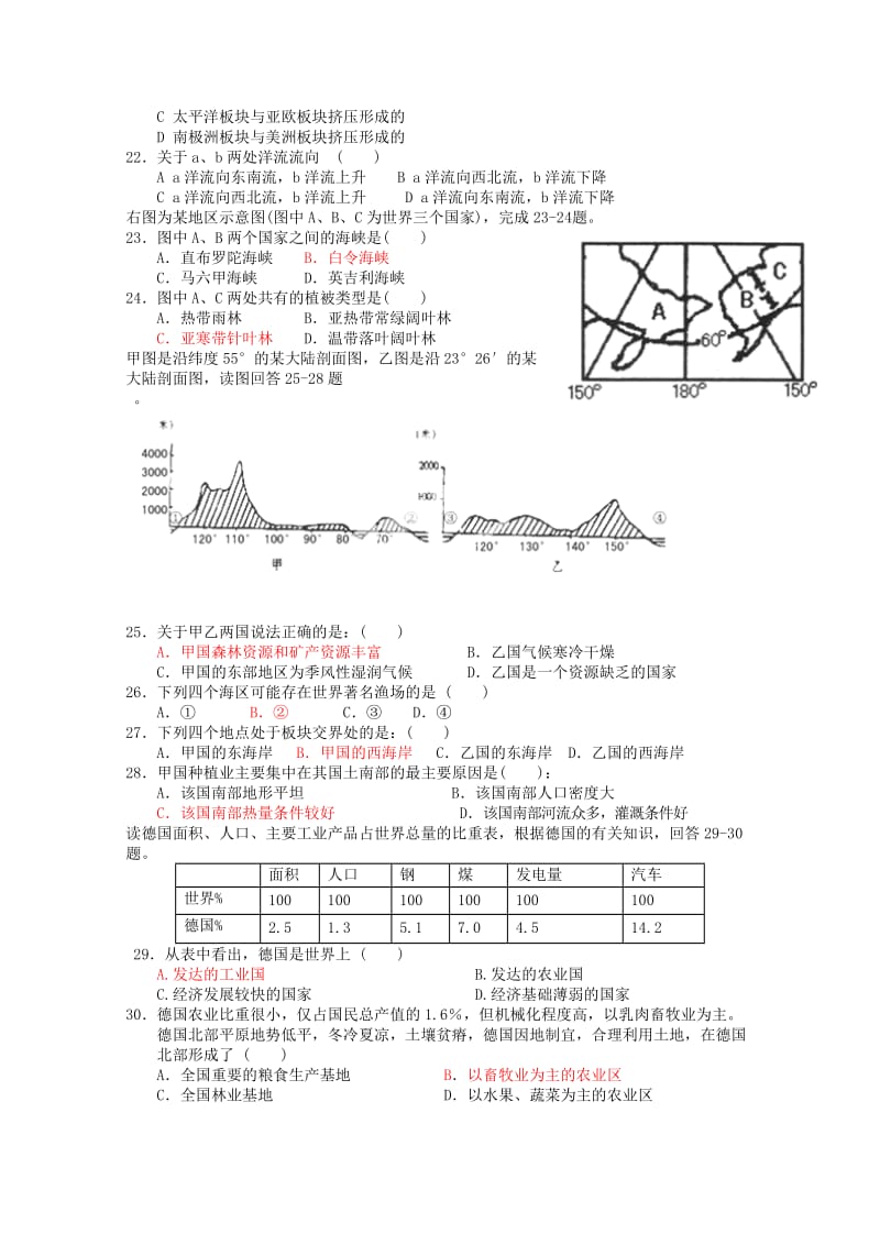 2019-2020年高二地理9月联考试卷.doc_第3页