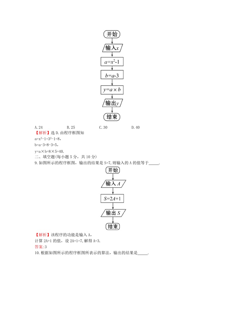 2019年高中数学 第一章 算法初步 1.1.2 第1课时 程序框图、顺序结构课后提升作业（含解析）新人教A版必修3.doc_第3页