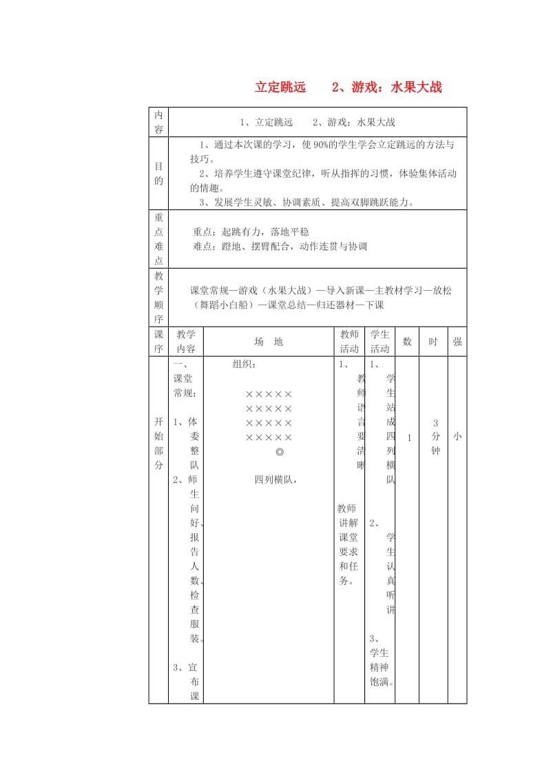 四年级体育下册 立定跳远教案.doc_第1页