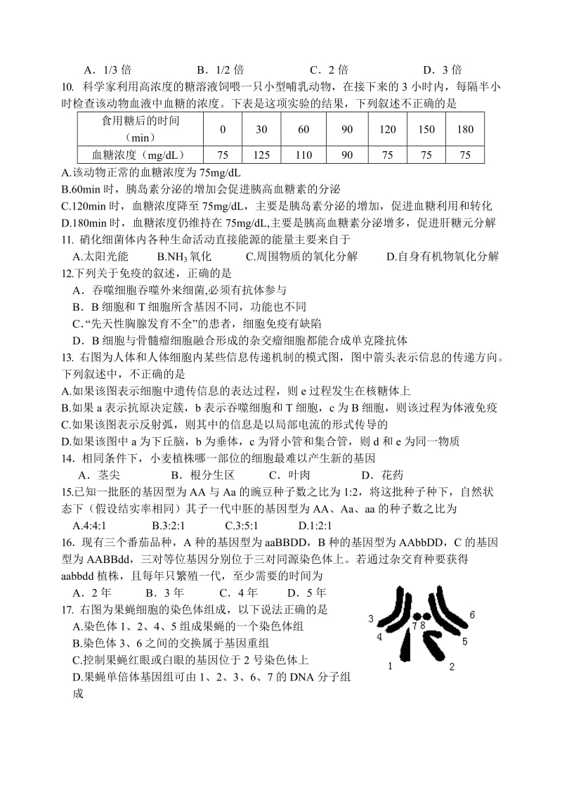2019-2020年高三生物模拟练习（C）.doc_第2页