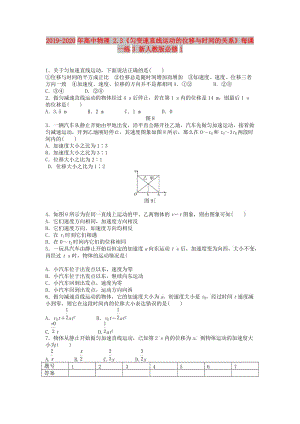 2019-2020年高中物理 2.3《勻變速直線運動的位移與時間的關(guān)系》每課一練3 新人教版必修1.doc