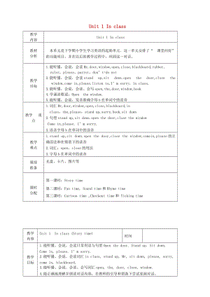 三年級英語下冊 Unit 1 In class教案 牛津譯林版.doc