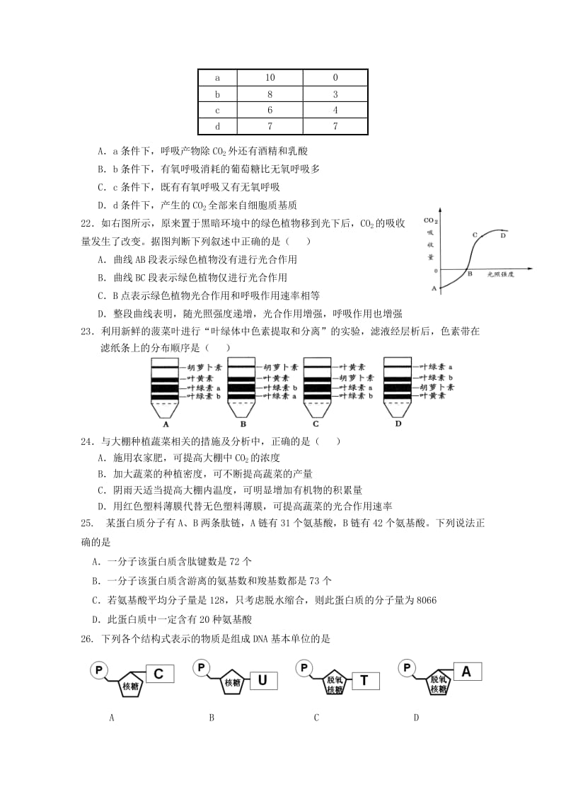 2019-2020年高一生物上学期第三次（12月）月考试题.doc_第3页