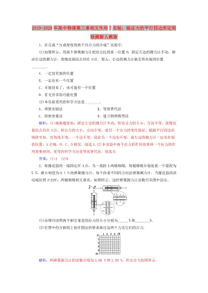 2019-2020年高中物理第三章相互作用7實(shí)驗(yàn)：驗(yàn)證力的平行四邊形定則檢測(cè)新人教版.doc