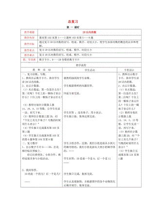 2019秋一年級(jí)數(shù)學(xué)上冊(cè) 第七單元 總復(fù)習(xí)教案 西師大版.doc