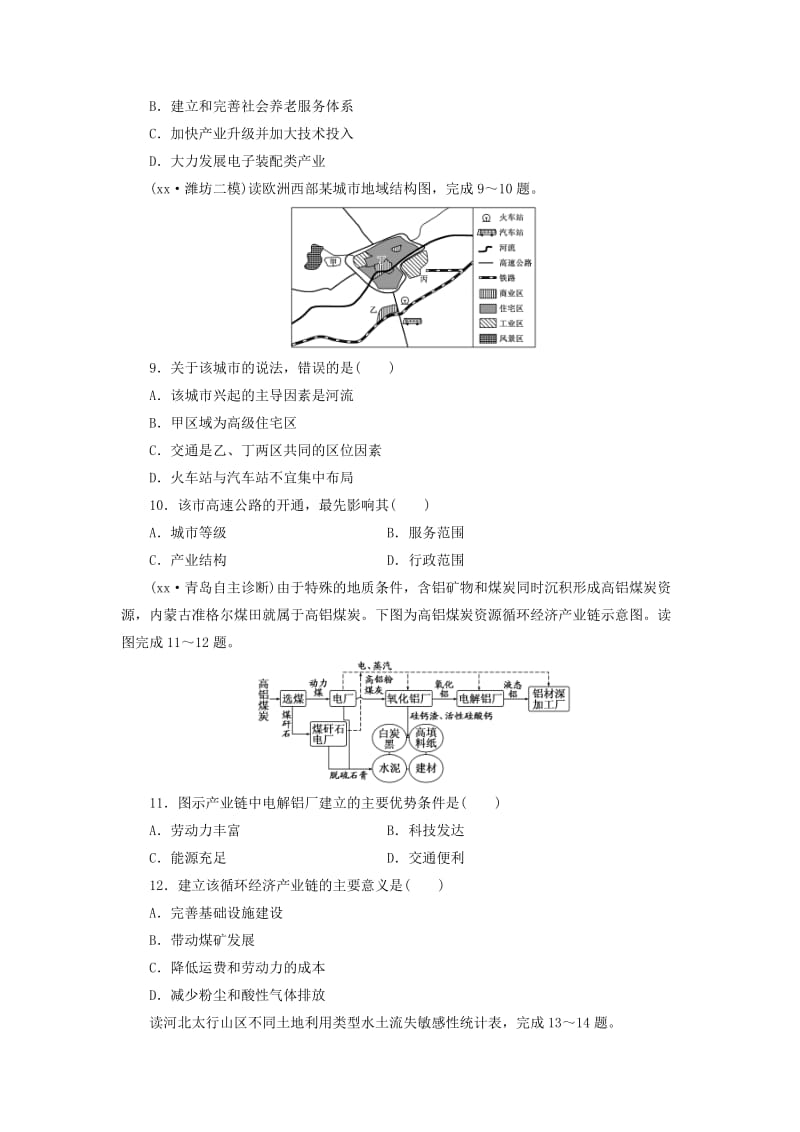 2019年高三地理二轮复习 模块综合检测（二）人地关系系统.doc_第3页