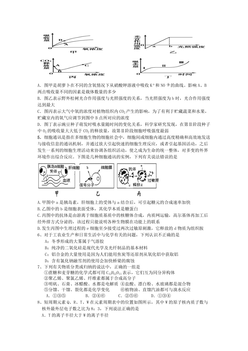 2019-2020年高三下学期开学考试（理综）.doc_第2页