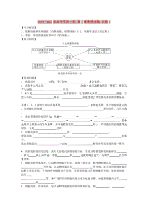 2019-2020年高考生物一輪 第1章走近細胞 必修1.doc