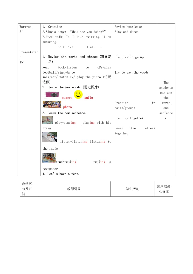 二年级英语下册Module2Unit1She’slisteningtotheradio教案1外研版.doc_第2页