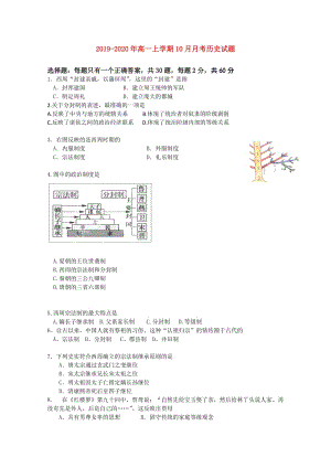 2019-2020年高一上學(xué)期10月月考?xì)v史試題.doc